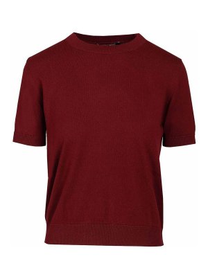 S MAX MARA: Strickpullover mit Rundhalsausschnitt - Rundhalspullover - Dunkelrot
