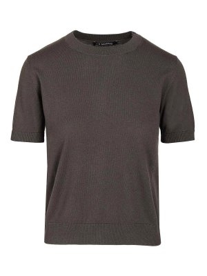 S MAX MARA: Strickpullover mit Rundhalsausschnitt - Rundhalspullover - Grau