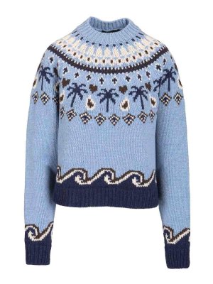ALANUI: Suéteres con cuello pico - Suéter Cuello Redondo - Azul Claro
