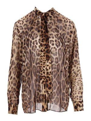 DOLCE & GABBANA: camicie - Camicia in chiffon con stampa leopardata