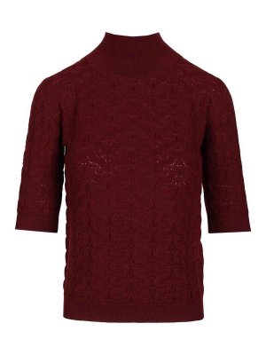 ETRO: Suéteres con cuello pico - Suéter Cuello Redondo - Rojo Oscuro