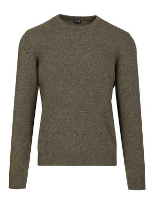 FEDELI: Strickpullover mit Rundhalsausschnitt - Rundhalspullover - Grün