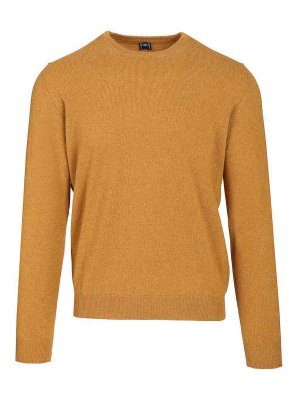 FEDELI: Strickpullover mit Rundhalsausschnitt - Rundhalspullover - Gelb