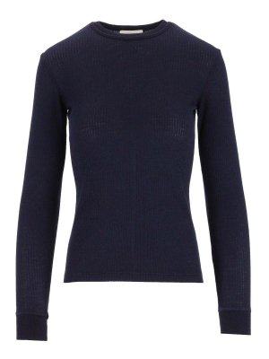 FORTE FORTE: Suéteres con cuello pico - Suéter Cuello Redondo - Azul