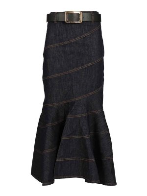 Self Portrait: Knee length skirts & Midi - Midi Skirt With Belt