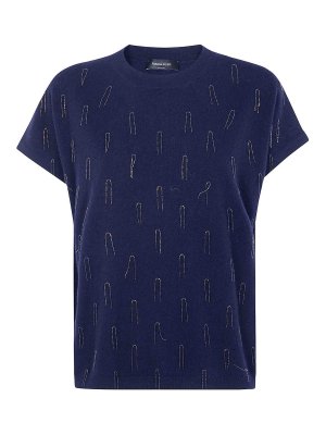 FABIANA FILIPPI: crew necks - Platinum Cap Sleeve Sweater With Embrodery