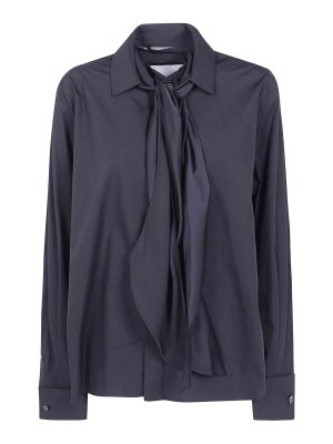 Sacai: camicie - Camicia In Popeline Con Cravatta In Raso