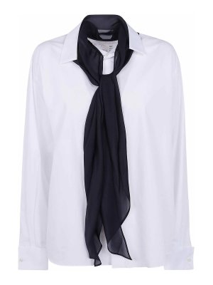 Sacai: camicie - Camicia In Popeline Con Cravatta In Raso