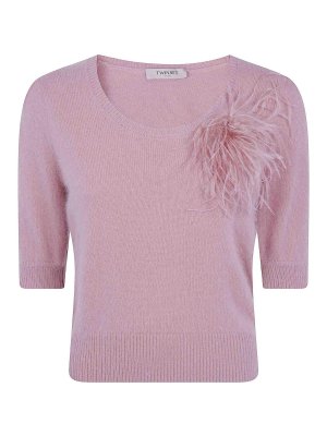 TWINSET: Strickpullover mit Rundhalsausschnitt - Rundhalspullover - Rosa