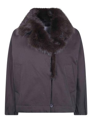 TWINSET: bombers - Faux Fur Neck Bomber Jacket