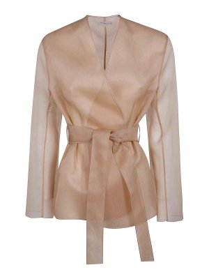 ANTONELLI FIRENZE: cappotti corti - Gilet con cintura in organza di seta Elia