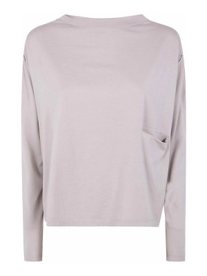 MA'RY'YA: t-shirts - Long Sleeves Boat Neck Pockets T-Shirt