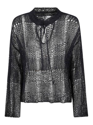Y'S: Strickpullover mit Rundhalsausschnitt - Rundhalspullover - Schwarz