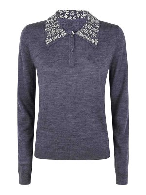 LIVIANA CONTI: Strickpullover mit Rundhalsausschnitt - Rundhalspullover - Grau