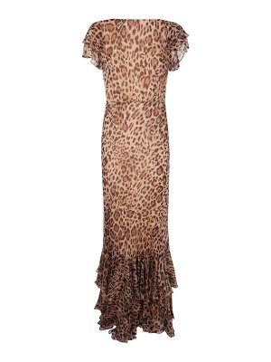 RIXO: maxi dresses - Ordinia Dress Mila Leopard Brown
