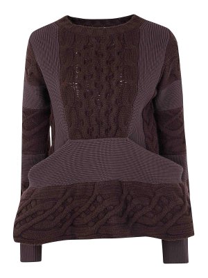 Sacai: Pull col rond - Pull Col Rond - Marron
