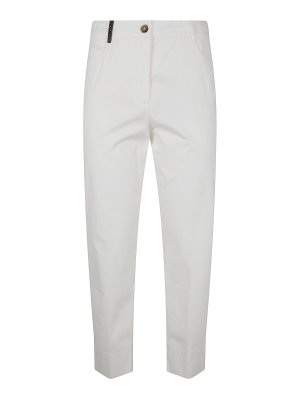 PESERICO: casual trousers - Light Cotton Satin Stretch Trousers