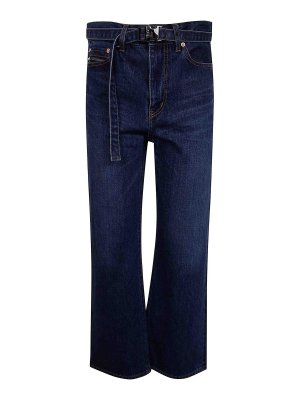 Sacai: pantaloni casual - Pantaloni in denim con taglio a stivale