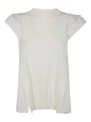 Sacai: Suéteres con cuello pico - Suéter Cuello Redondo - Blanco