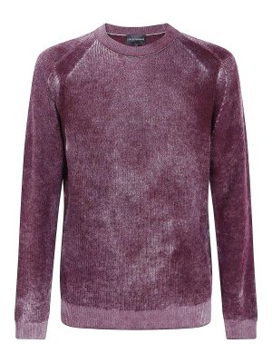 EMPORIO ARMANI: Strickpullover mit Rundhalsausschnitt - Rundhalspullover - Rot