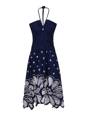 FARM RIO: knee length dresses - Bicolor Richilieur Sleeveless Midi Dress