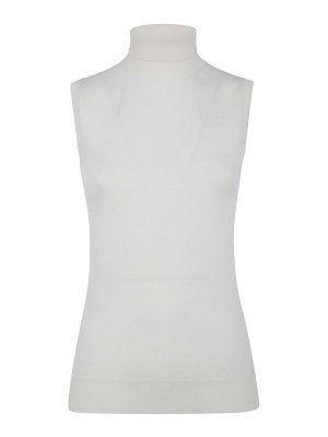 SPORTMAX: Strickpullover mit Rundhalsausschnitt - Rundhalspullover - Weiß