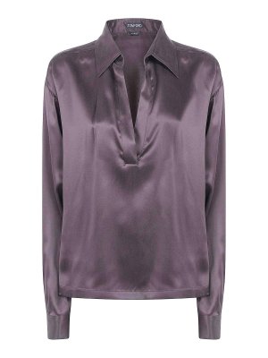TOM FORD: polo shirts - Peach Feel Silk Satine Polo Shirt