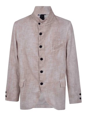 AVANT-TOI: casual jackets - Hand Painted Rever Jacket In Ramie` Fabric