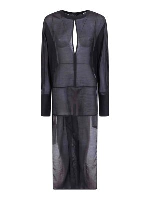 DARKPARK: shirts - Marine Keyhole Neckline Voile Shirt