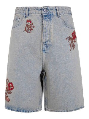 DRÔLE DE MONSIEUR: Trousers Shorts - Dusty Brod Fleurs Shorts Jeans