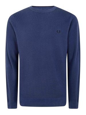 FRED PERRY: Strickpullover mit Rundhalsausschnitt - Rundhalspullover - Blau