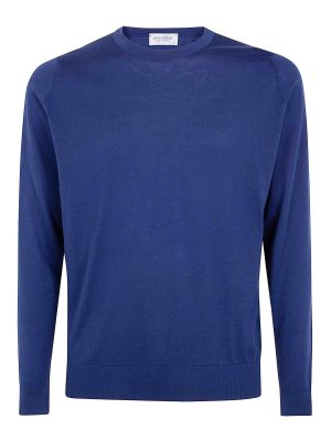 JOHN SMEDLEY: Strickpullover mit Rundhalsausschnitt - Rundhalspullover - Blau