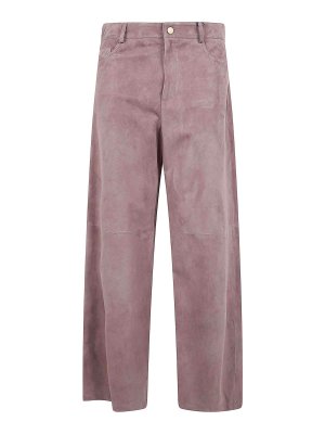 Max Mara: レザートラウザー - レザーパンツ - ブラウン