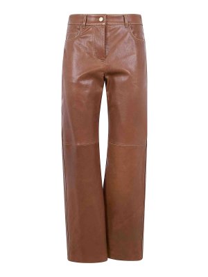 Max Mara: レザートラウザー - レザーパンツ - ブラウン