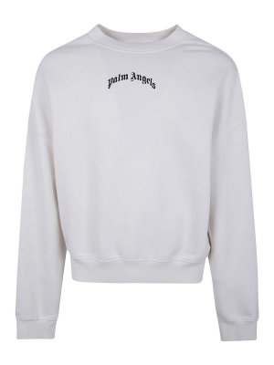 Palm Angels: Sweatshirts & Sweaters - Back Curved Logo Loose Crew