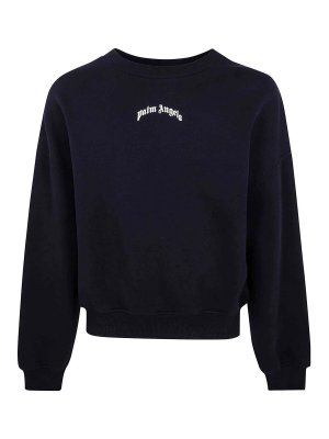 Palm Angels: Sweatshirts & Sweaters - Back Curved Logo Loose Crew