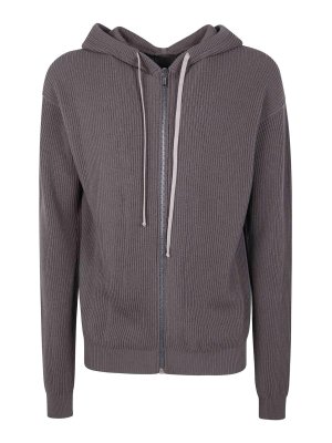 RICK OWENS: casual jackets - Zipperd Hoodie Knit Jacket