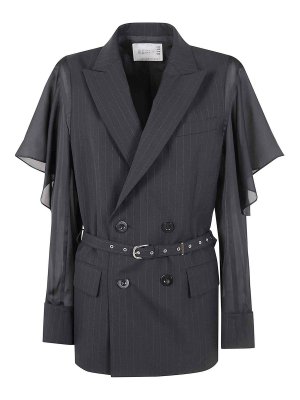 Sacai: casual jackets - Chalk Stripe Jacket