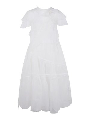 SIMONE ROCHA: maxi dresses - Sheer Bow Sash Split Hoop Flounce Dress