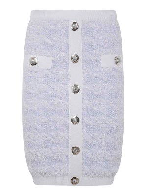 Balmain: Knee length skirts & Midi - Buttoned Tweed Knee Lenght Skirt