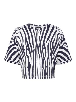 Balmain: t-shirt - T-shirt corta con stampa zebrata