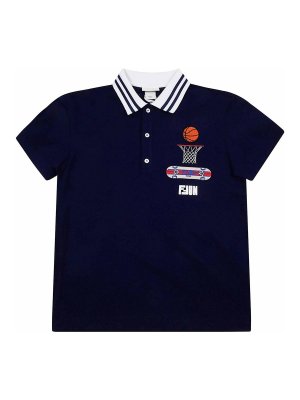 Fendi Jr: ポロシャツ - ポロシャツ - ブルー