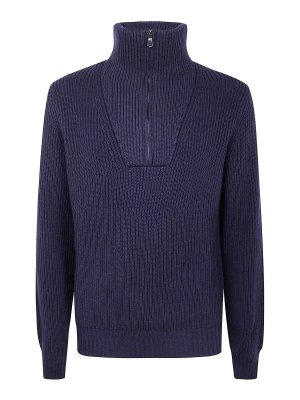 FILIPPO DE LAURENTIIS: Strickpullover mit Rundhalsausschnitt - Rundhalspullover - Blau