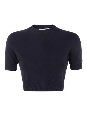 SPORTMAX: t-shirts - Round Neck Short Sleeves Woven  T-Shirt