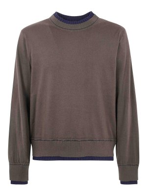 Sacai: maglia collo rotondo - Pullover in maglia di cotone e cashmere