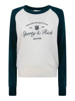 SPORTY & RICH: maglia collo rotondo - Maglione da baseball in cashmere Syracuse