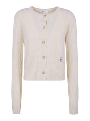 SPORTY & RICH: cardigan - Cardigan in cashmere a trecce Src