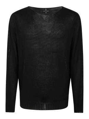 MD75: Strickpullover mit Rundhalsausschnitt - Rundhalspullover - Schwarz