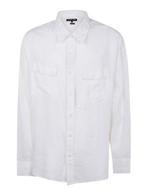 MICHAEL KORS: shirts - Long Sleeves Linen 2 Pockets Over Shirt