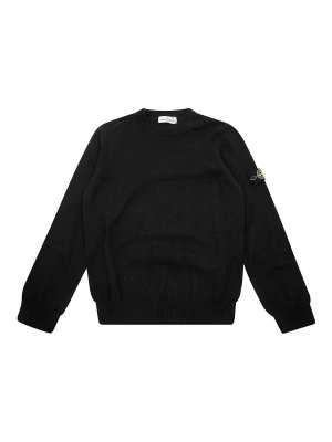 Stone Island Junior: Strickpullover mit Rundhalsausschnitt - Rundhalspullover - Blau